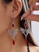 Boucles d'Oreilles Pendantes Gothiques en Argent avec Chauve-Souris et Pierres Précieuses