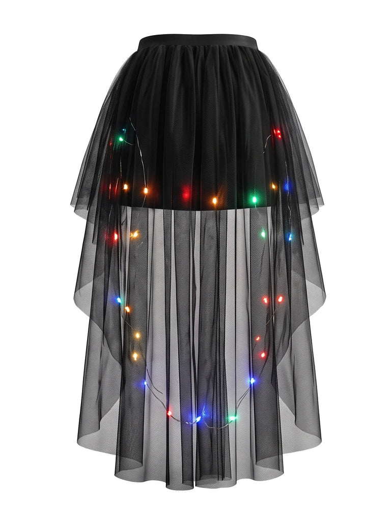 Jupe tutu asymétrique en maille lumineuse à LED Années 1980 - 2