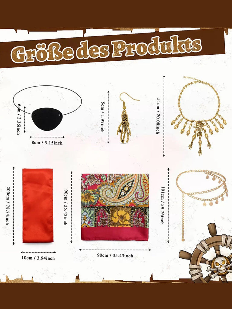 Ensemble accessoires de pirate avec bijoux, foulard et ceinture - 3