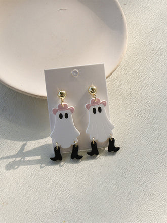 Boucles d'Oreilles Pendantes Western Fantôme Halloween Vintage