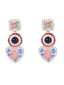 Boucles d’oreilles pendantes colorées en émail à fleurs géométriques