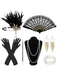 Ensemble d'accessoires Gatsby 7PCS noir à plumes et perles Années 1920