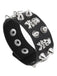 Bracelet manchette punk en cuir clouté à crâne
