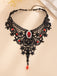Collier ras-de-cou gothique victorien en dentelle avec pendentif en pierre