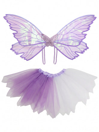 Ensemble d’accessoires irisés de fée avec ailes et tutu