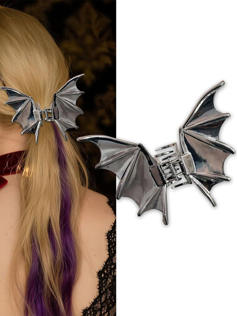Pince à cheveux gothique vintage en forme d’ailes de chauve-souris métalliques