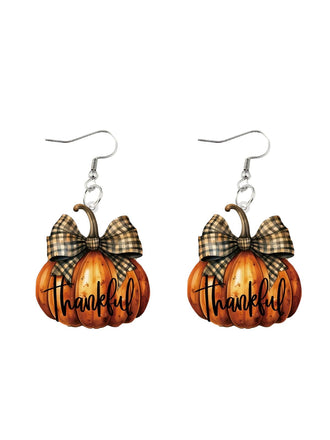 Boucles d’oreilles pendantes à nœud écossais et citrouille pour Thanksgiving