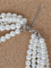 Collier statement blanc multirang en perles imitation
