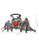 Pince à cheveux métallique gothique ailes de chauve-souris avec gemme rouge