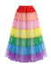 Jupon arc-en-ciel en tulle étagé avec cerceau années 1950