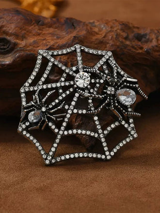 Broche araignée en toile de strass - 1
