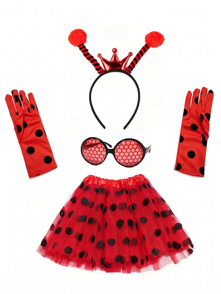 Ensemble d’accessoires de coccinelle rouge et noir à pois