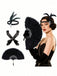 Ensemble d’accessoires Flapper années 1920 avec bandeau à plume, gants et éventail