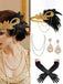 Ensemble de 4 accessoires Gatsby avec plume, pompon et perles années 1920
