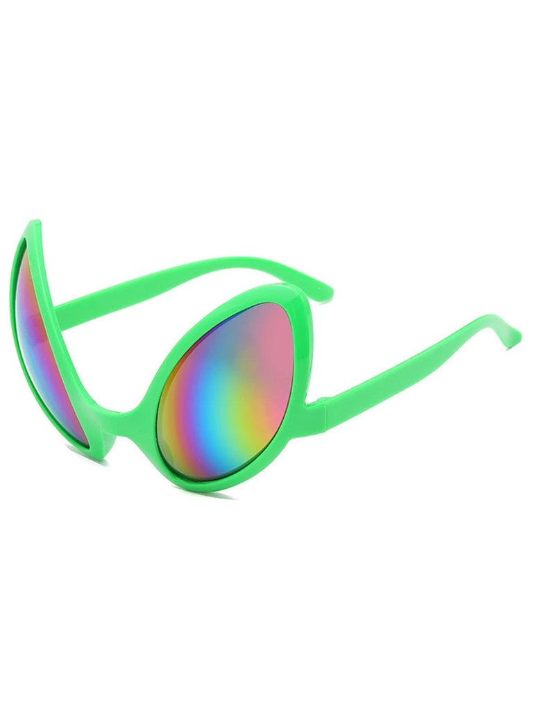 Lunettes de fête Space Age Alien à verres miroir arc-en-ciel