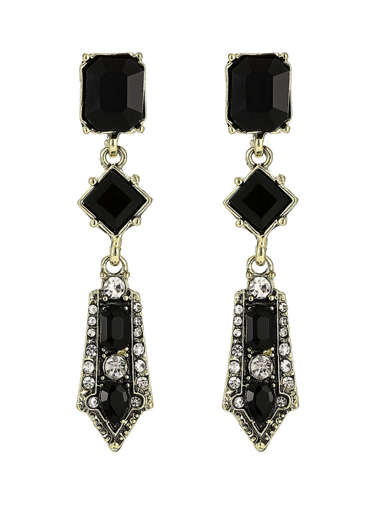Boucles d’oreilles pendantes Art déco à strass géométriques