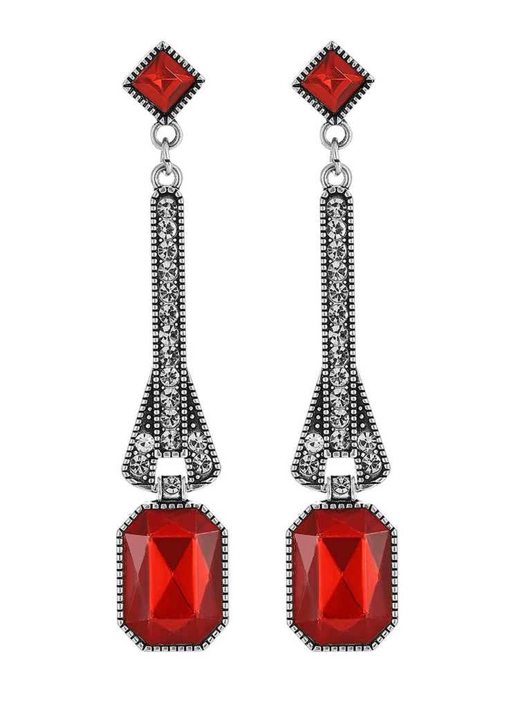 Boucles d’oreilles pendantes vintage en cristal et pierres précieuses