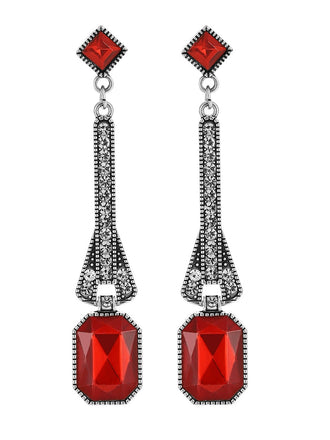 Boucles d’oreilles pendantes vintage en cristal et pierres précieuses