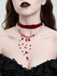 Collier ras-du-cou rouge sang en velours et perles