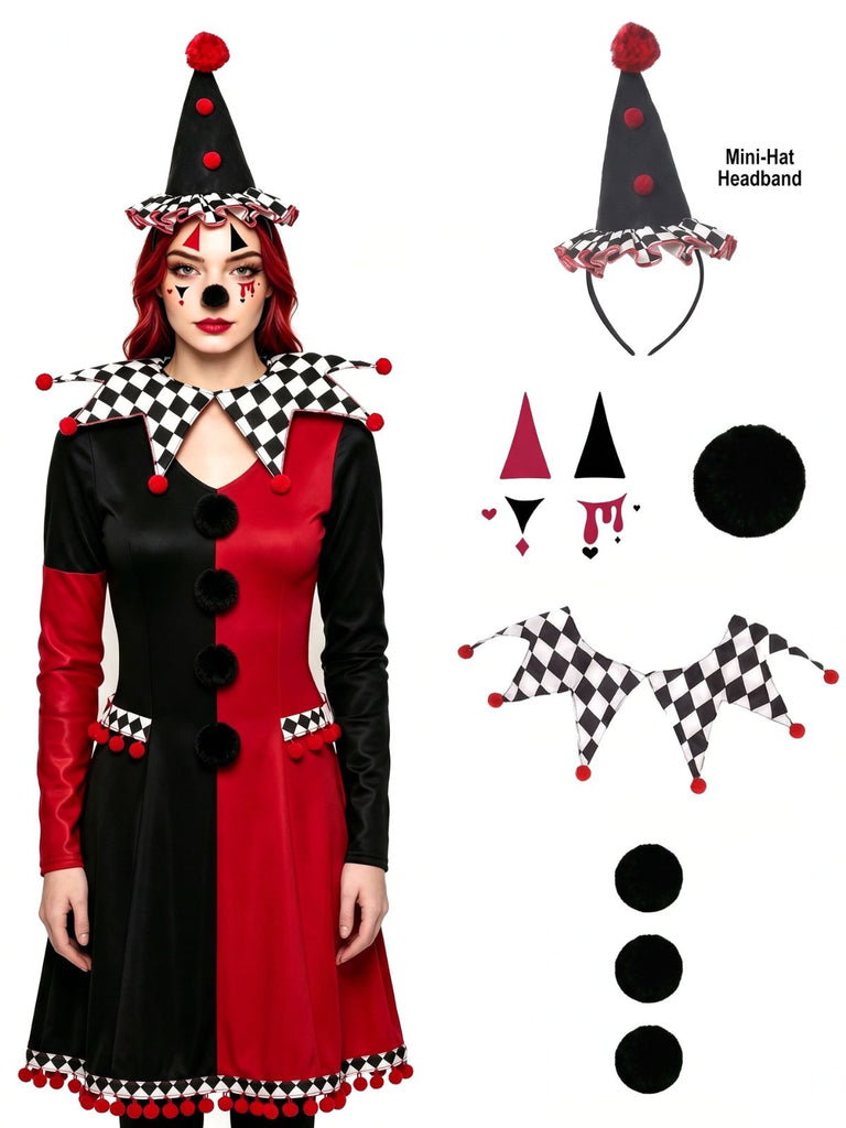 Ensemble d’accessoires de clown à chapeau conique et pompons