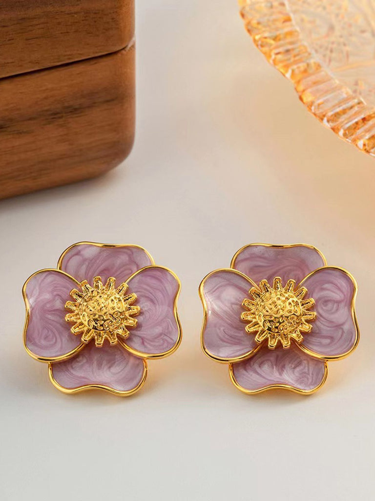 Boucles D'oreilles Pendantes Métal Violet Symbole Paix - Fantaisie Femme T8