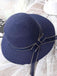 Chapeau de soleil vintage avec nœud en forme de dôme en paille