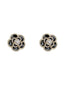 Boucles d'oreilles à tige camélia en perles noires et blanches