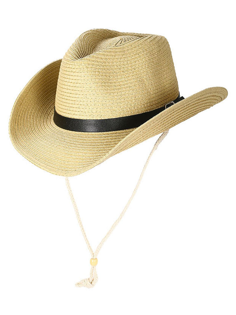 Chapeau en raphia de plage vintage à large bord
