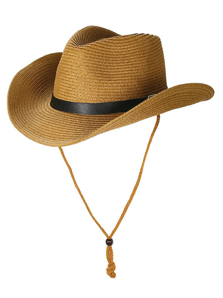Chapeau en raphia de plage vintage à large bord