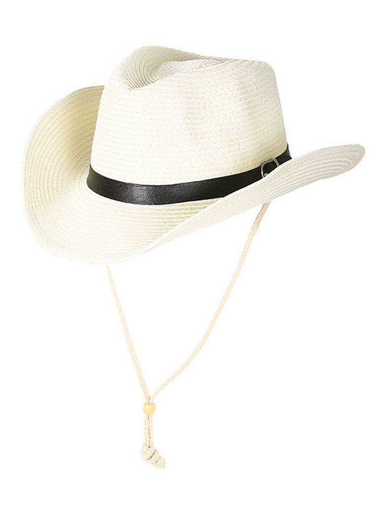 Chapeau en raphia de plage vintage à large bord