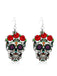 Boucles d'oreilles noires en forme de crâne et de rose pour Halloween