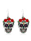 Boucles d'oreilles noires en forme de crâne et de rose pour Halloween