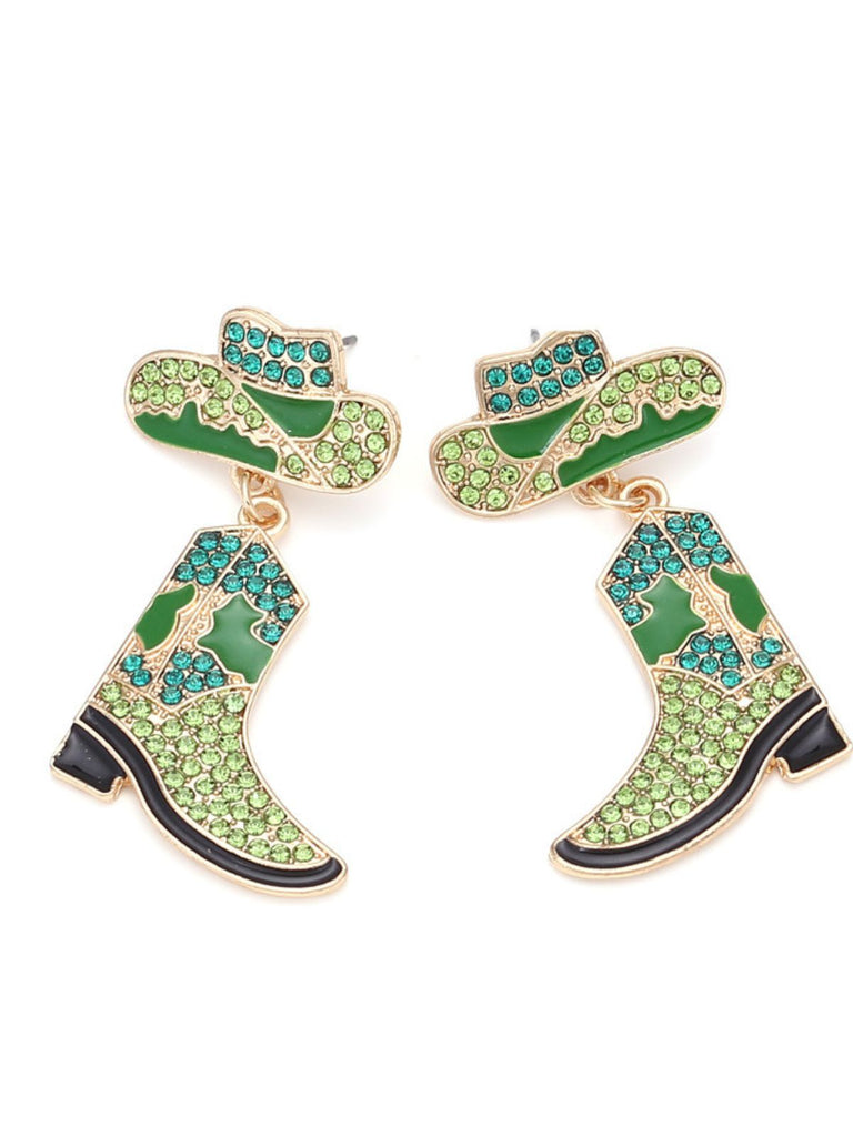 Boucles d'oreilles Cowboy en alliage avec strass