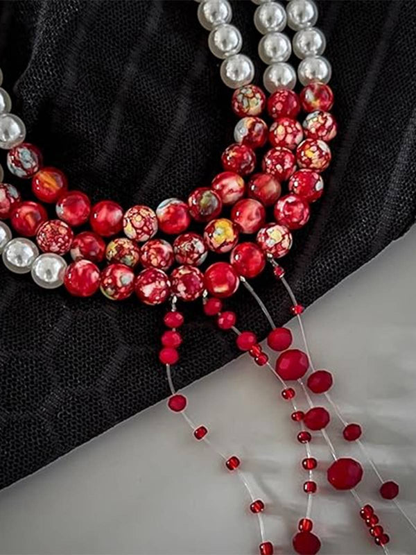 U/N Bracelets De Cheville Couleur Argent Femmes Perles Bleues Gland