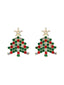 Boucles d'oreilles sapin de Noël vert et strass étoiles