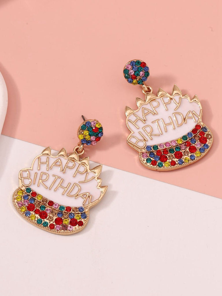 Boucles d'oreilles vintage en strass pour gâteau d'anniversaire