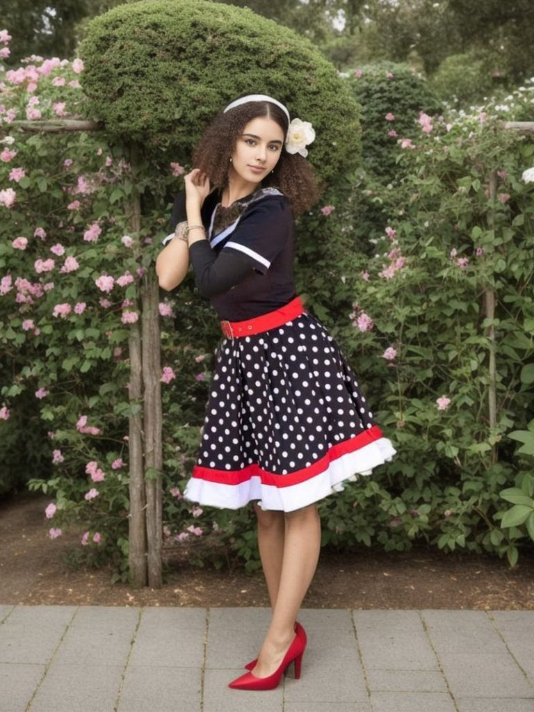 Robe Rockabilly Swing Vintage Année 50 Pois Ceinturée Cocktail