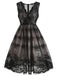 Robe Swing Vintage Année 50 Florale Noire Dentelle Soirée Cocktail Pin Up