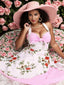 Robe Balançoire Année 50 Florale Rose à Licou