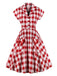 Robe Rockabilly Rouge Balançoire Vintage Années 50 à Carreaux et ensemble d'accessoires