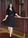 Robe Noir Vintage Année 50 Vintage Demi-manches Col V Cocktail