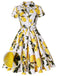 Robe Vintage Années 50 A Citron Manches Courtes Chic