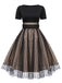 Robe Swing Vintage Année 50 Noire à Pois de Cœur Cocktail Pin Up