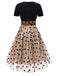 Robe Swing Vintage Année 50 Noire à Pois de Cœur Cocktail Pin Up