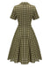[Pré-vente] Robe Swing Verte Jaune Année 50 Boutonnée avec Ceinture