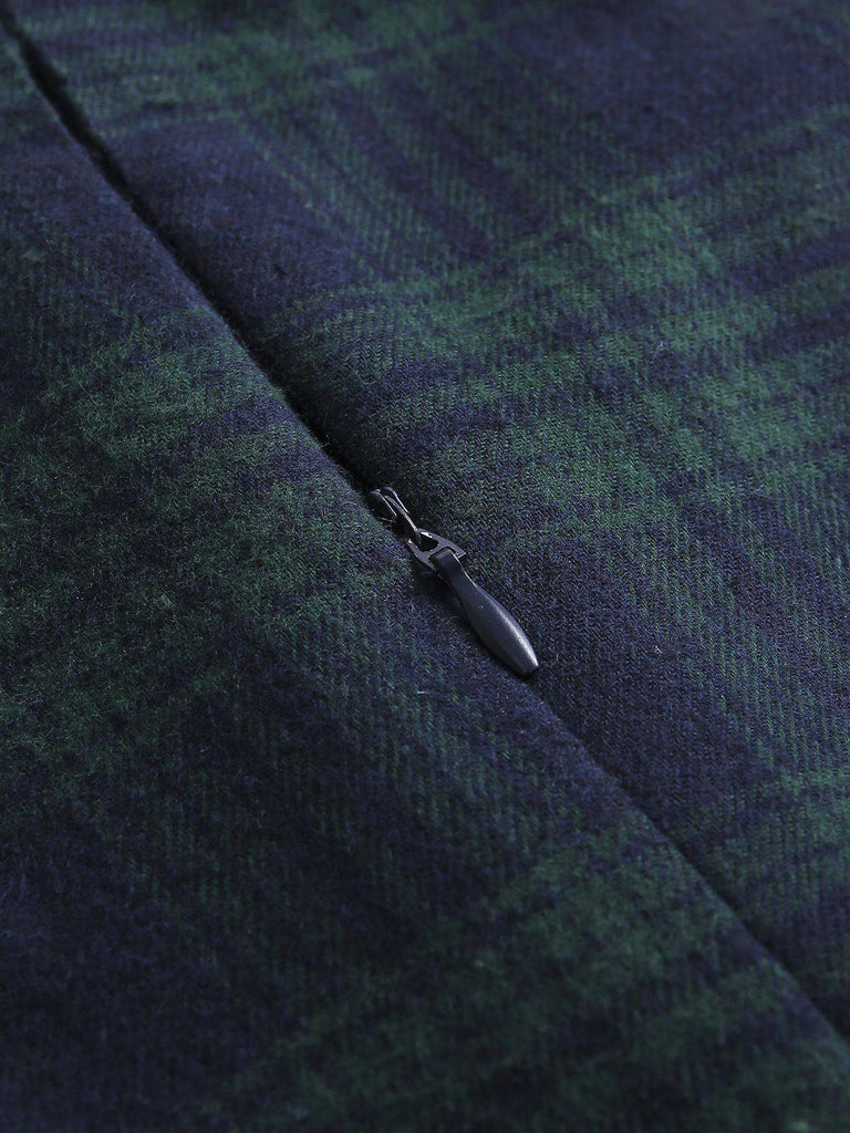[Pré-vente] Robe Swing Verte Jaune Année 50 Boutonnée avec Ceinture