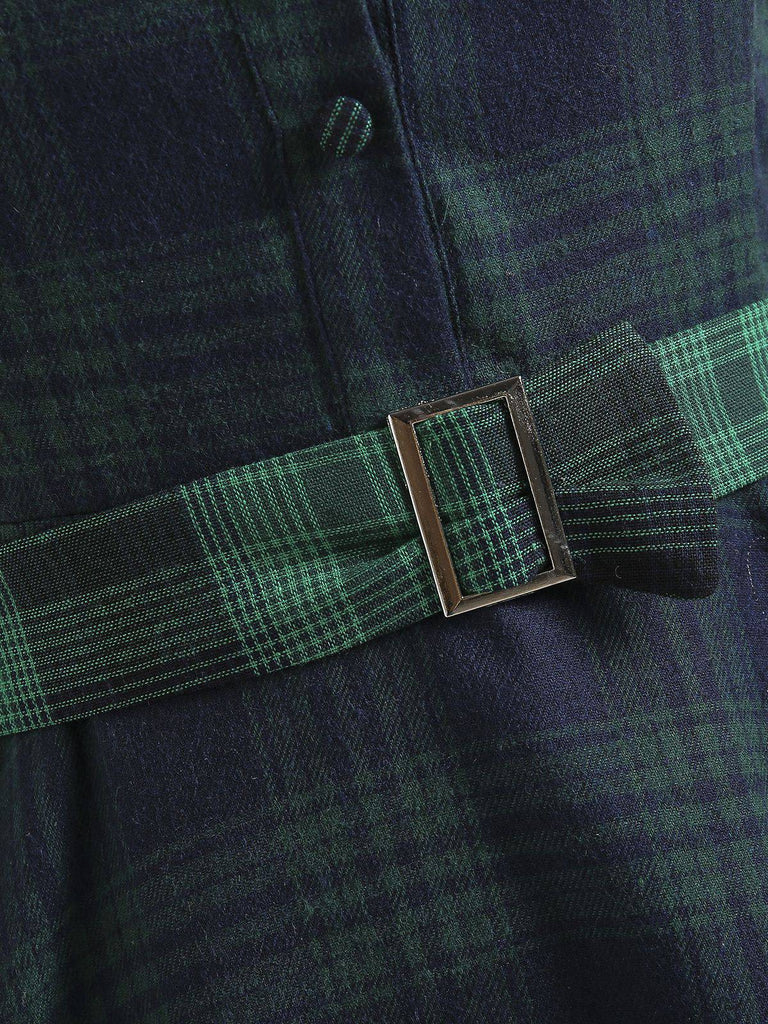 [Pré-vente] Robe Swing Verte Jaune Année 50 Boutonnée avec Ceinture