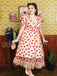 Robe Swing Vintage Année 50 Gaze Rose Fraise Soirée Cocktail