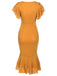 Robe de Crayon Vintage Année 60 à Col V Volants Soirée Cocktail Chic 5