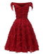 Robe De Soirée Pour Noël Chic Vintage Année 50 Épaule Gland À Lacets Rouge